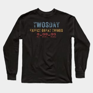 2-22-22 Expect Great Things Twosday, Funny Math 2nd Grade Students Rainbow Long Sleeve T-Shirt